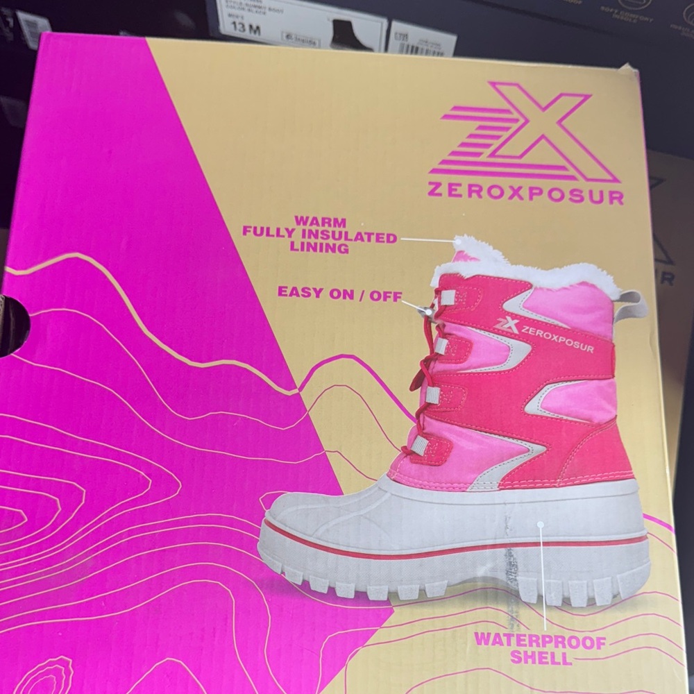 ZeroXposur Kids Pink and White Waterproof Boots